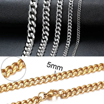 Vnox Cuban Chain Necklace For Men Women, Basic Punk Stainless Steel