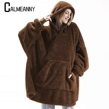 Winter Fashion Leisure Simple Hooded Sweater Warm Thick Hoodie Women