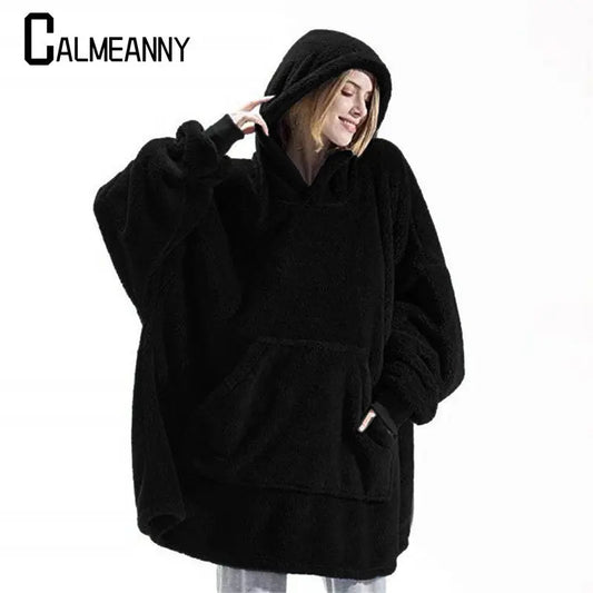 Winter Fashion Leisure Simple Hooded Sweater Warm Thick Hoodie Women