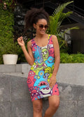 Abstract Pattren (27) Sublimation Cut & Sew Dress Sky Felix