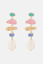  View details for Abnormal Shape Zinc Alloy Synthetic Pearl Dangle Earrings