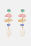  View details for Abnormal Shape Zinc Alloy Synthetic Pearl Dangle Earrings