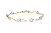 View details for 10k Two-Tone Gold 1/3 Cttw Diamond Pave Set Heart S-Link 7.25" Bracelet (I-J Color, I2-I3 Clarity) 