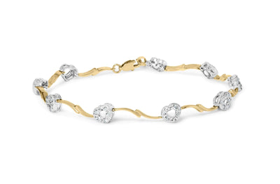 View details for 10k Two-Tone Gold 1/3 Cttw Diamond Pave Set Heart S-Link 7.25" Bracelet (I-J Color, I2-I3 Clarity) 