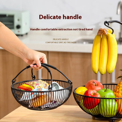 Nordic Portable Fruit Basket Double-layer Snack Storage Rack Detachable