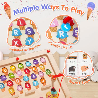 Alphabet Wooden Color Matching Counting Puzzle for Toddlers Educational Fine Motor Skills Toy