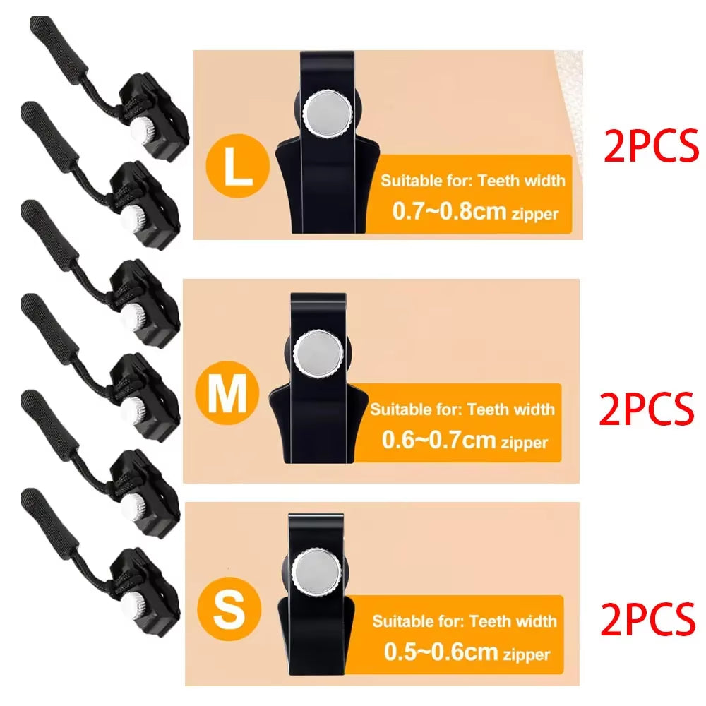 6 Pcs Universal Instant Zipper Repair Replacement Sliding Teeth Rescue Zipper Fixer Screw on for Bag 3 Different Size Sewing Kit