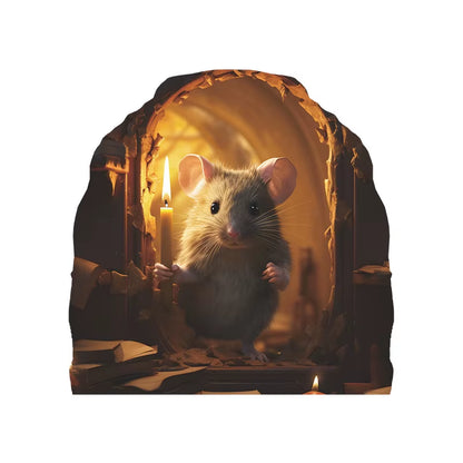Cartoon Cute Little Mouse Hole Wall Stickers Kids Room Decoration PVC DIY Bedroom Mural Mous Reading Cooking Home Decor Declas