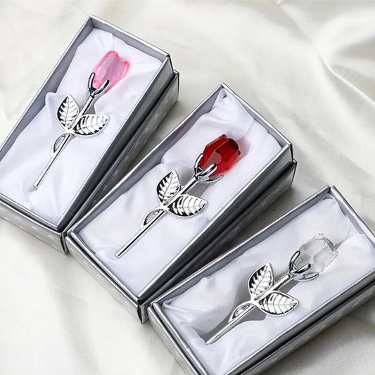 Valentines Day Gift Crystal Glass Rose Artificial Flower Silver Gold Rod Rose Flower for Girlfriend Wedding Gifts for Guest Shop1104358055 Store