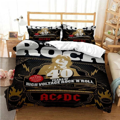 AC/DC Rock Band Bedding Set | Thunderstruck Duvet Cover & Pillowcase Set | Rock Your Room with Legendary AC/DC Style | Queen of the Bedroom Comforter for Kids & Adults Home Bedding Store