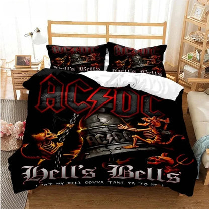 AC/DC Rock Band Bedding Set | Thunderstruck Duvet Cover & Pillowcase Set | Rock Your Room with Legendary AC/DC Style | Queen of the Bedroom Comforter for Kids & Adults Home Bedding Store