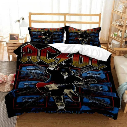 AC/DC Rock Band Bedding Set | Thunderstruck Duvet Cover & Pillowcase Set | Rock Your Room with Legendary AC/DC Style | Queen of the Bedroom Comforter for Kids & Adults Home Bedding Store