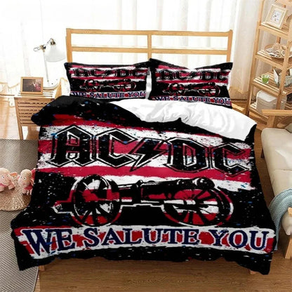 AC/DC Rock Band Bedding Set | Thunderstruck Duvet Cover & Pillowcase Set | Rock Your Room with Legendary AC/DC Style | Queen of the Bedroom Comforter for Kids & Adults Home Bedding Store