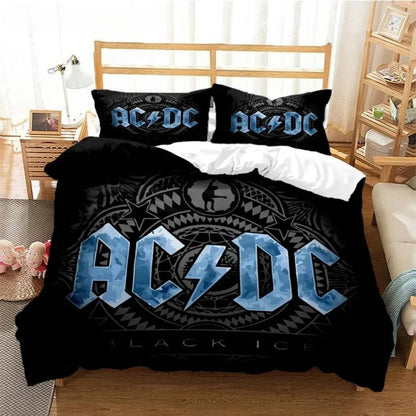 AC/DC Rock Band Bedding Set | Thunderstruck Duvet Cover & Pillowcase Set | Rock Your Room with Legendary AC/DC Style | Queen of the Bedroom Comforter for Kids & Adults Home Bedding Store