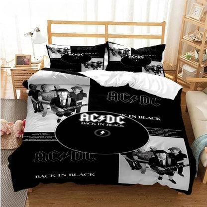AC/DC Rock Band Bedding Set | Thunderstruck Duvet Cover & Pillowcase Set | Rock Your Room with Legendary AC/DC Style | Queen of the Bedroom Comforter for Kids & Adults Home Bedding Store