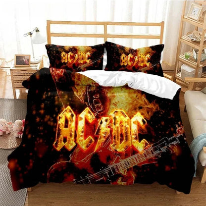 AC/DC Rock Band Bedding Set | Thunderstruck Duvet Cover & Pillowcase Set | Rock Your Room with Legendary AC/DC Style | Queen of the Bedroom Comforter for Kids & Adults Home Bedding Store