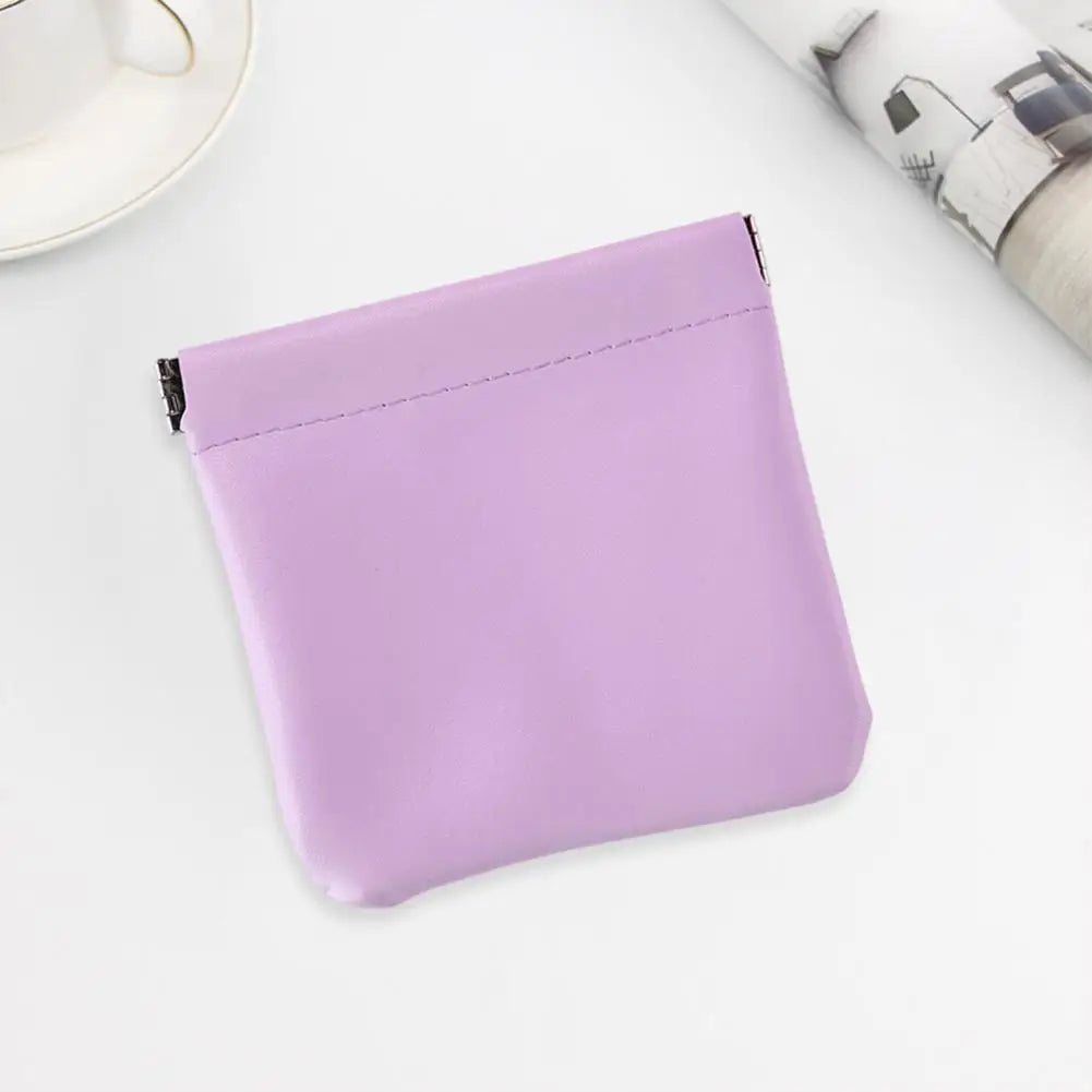 Small Storage Bag Automatic Closing Lipstick Pouch Leather Makeup Pouch Portable Coins Keys Cable Earphone Jewelry Organizer Bag