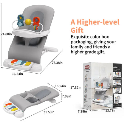Three In One Baby Bouncer With Detachable Piano Pedals And Feeding Tray