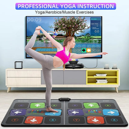 Dance Mat Game for TV/PC Family Sports Video Game Anti-Slip Music Fitness Carpet Wireless Double Controller Folding Dancing Pad