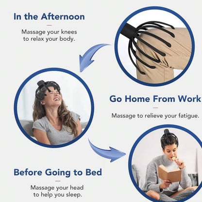 Electric Octopus-Shaped Scalp Massager, Hand-Free Head Scratcher for Relieving Hair Stimulation. Rechargeable and Stress Relief