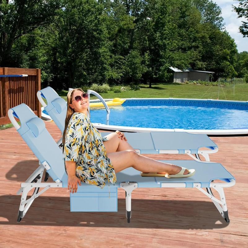 Docred Face down Tanning Chair with Cushion,Oversized 5-Position Recliner, Detachable Pillow, Portable Chaise Lounge for Sunbathing, Beach, Pool, Camping