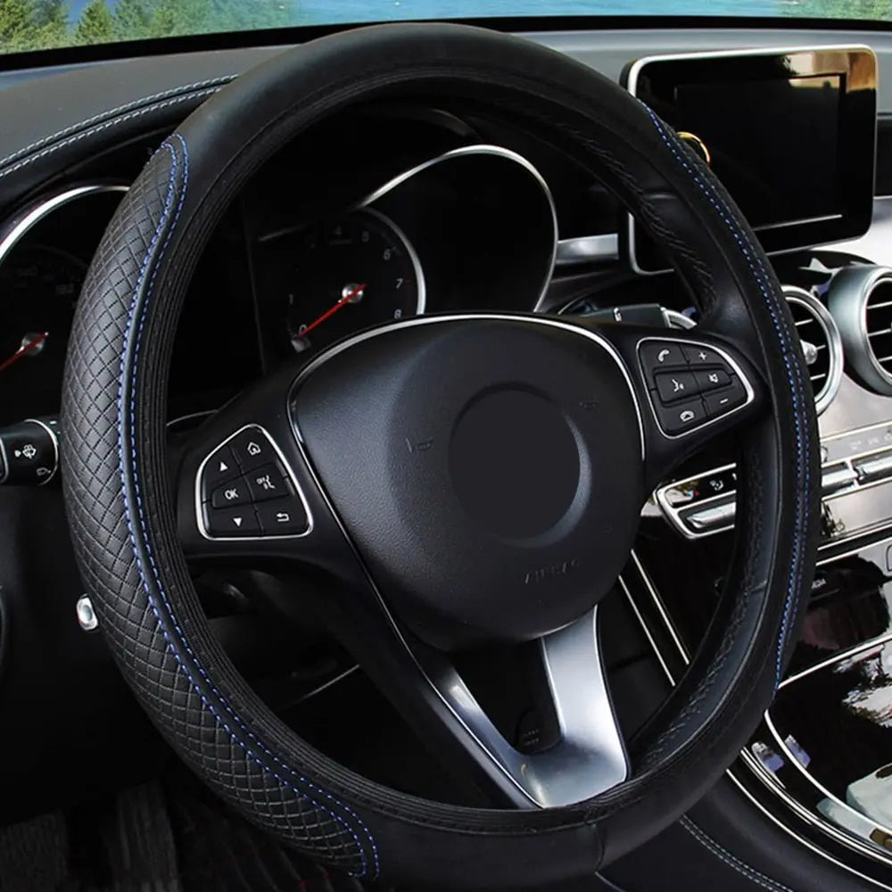Anti-Slip Car Steering Wheel Cover - Embossed Leather Stone's Store