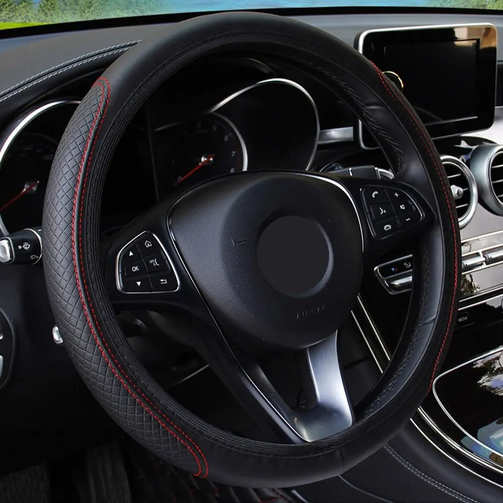 Anti-Slip Car Steering Wheel Cover - Embossed Leather Stone's Store