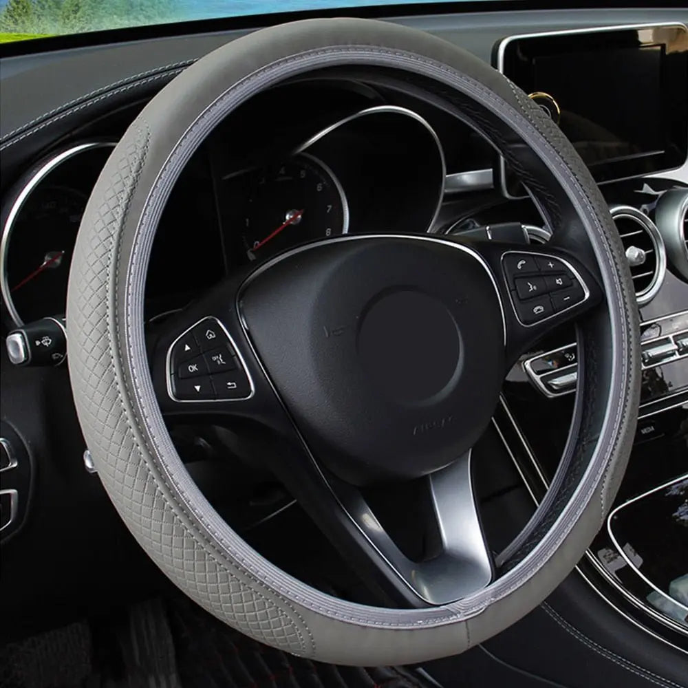 Anti-Slip Car Steering Wheel Cover - Embossed Leather Stone's Store