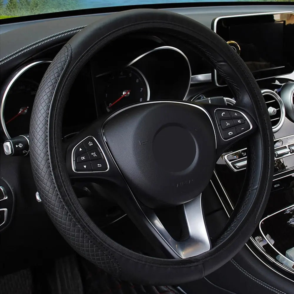 Anti-Slip Car Steering Wheel Cover - Embossed Leather Stone's Store