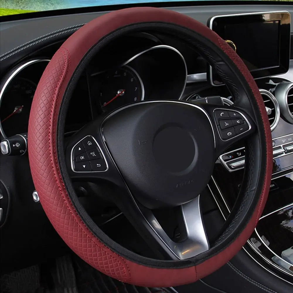 Anti-Slip Car Steering Wheel Cover - Embossed Leather Stone's Store