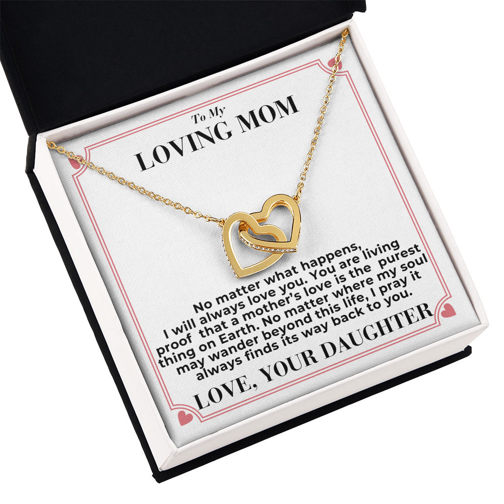 To Mom - No Matter What Happens, - Interlocking Hearts Necklace - From Daughter GiftPalace Store
