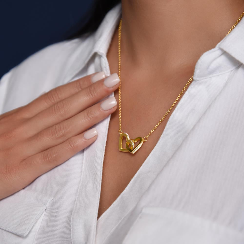 To Mom - No Matter What Happens, - Interlocking Hearts Necklace - From Daughter GiftPalace Store