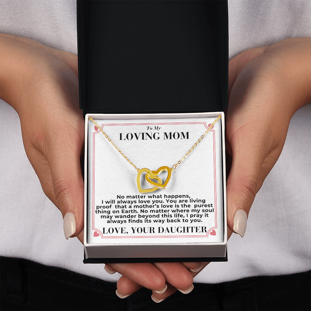 To Mom - No Matter What Happens, - Interlocking Hearts Necklace - From Daughter GiftPalace Store