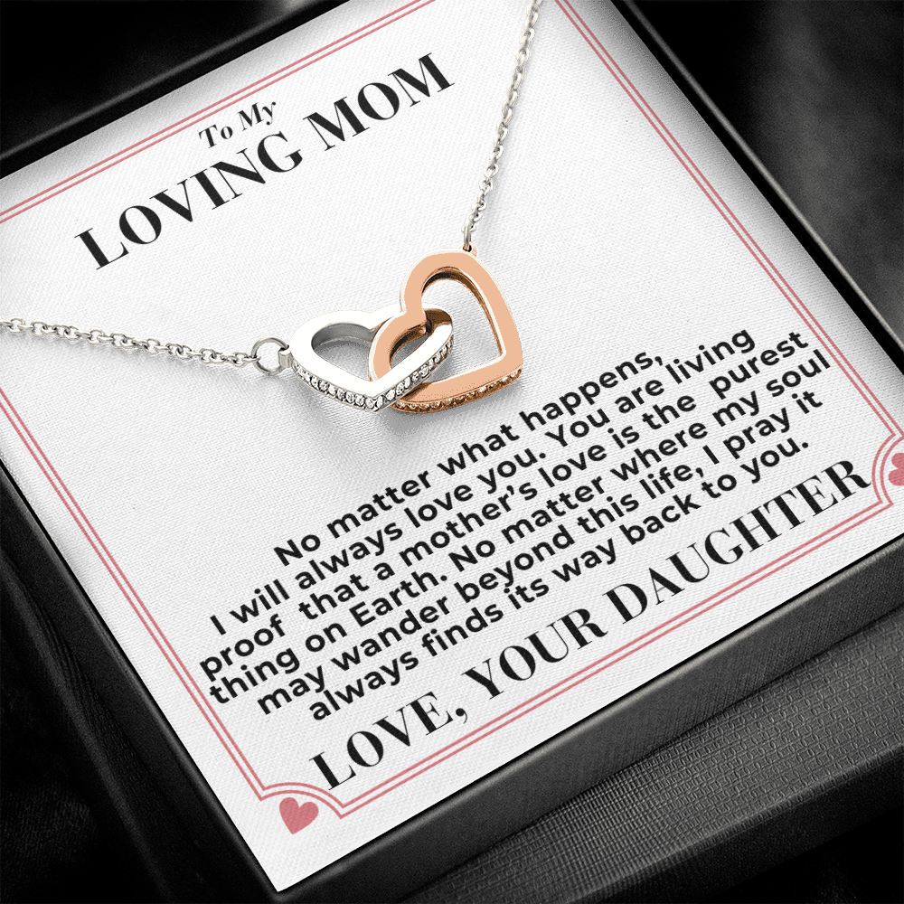 To Mom - No Matter What Happens, - Interlocking Hearts Necklace - From Daughter GiftPalace Store