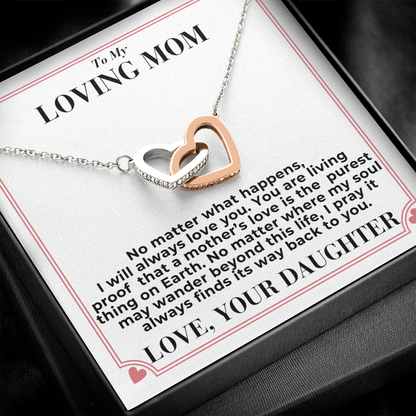 To Mom - No Matter What Happens, - Interlocking Hearts Necklace - From Daughter GiftPalace Store