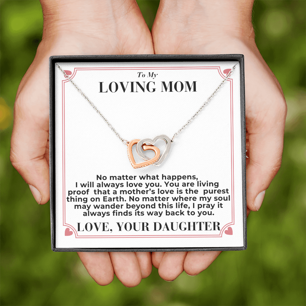 To Mom - No Matter What Happens, - Interlocking Hearts Necklace - From Daughter GiftPalace Store