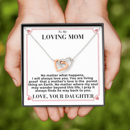 To Mom - No Matter What Happens, - Interlocking Hearts Necklace - From Daughter GiftPalace Store