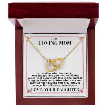 To Mom - No Matter What Happens, - Interlocking Hearts Necklace - From Daughter GiftPalace Store