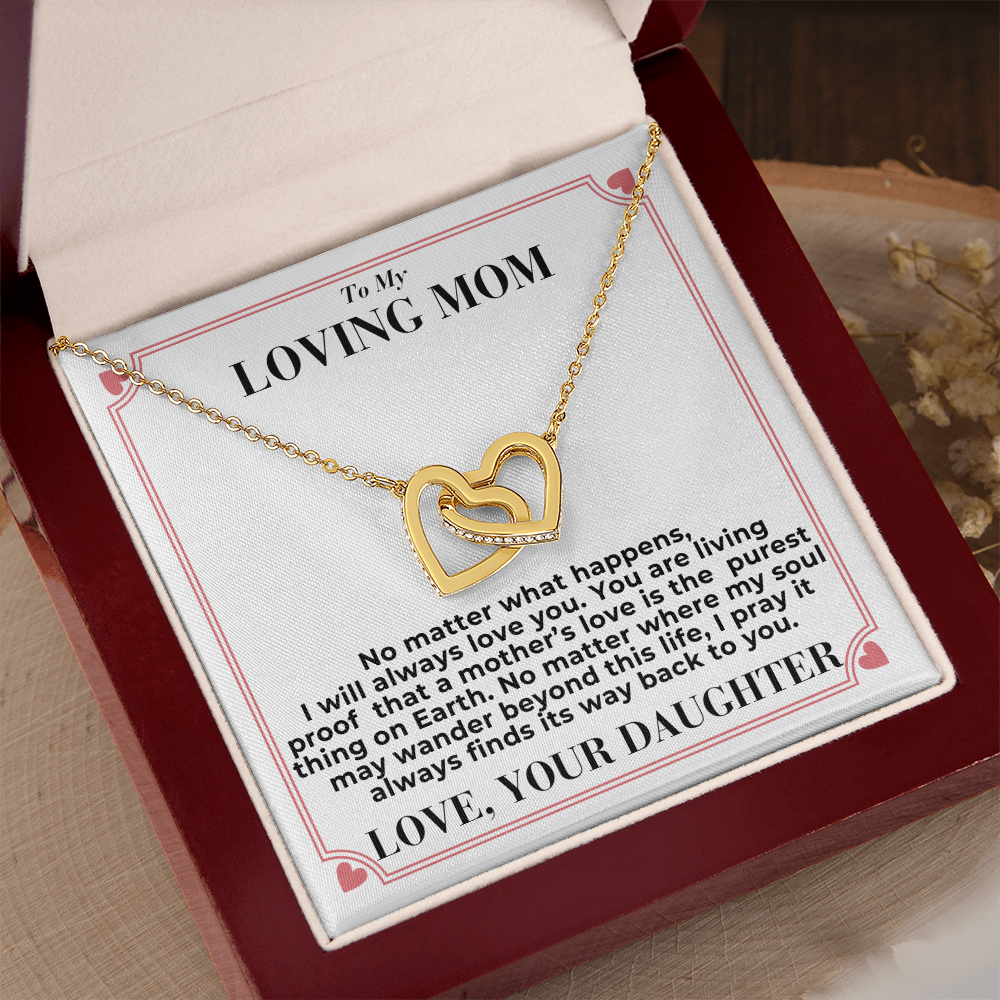 To Mom - No Matter What Happens, - Interlocking Hearts Necklace - From Daughter GiftPalace Store