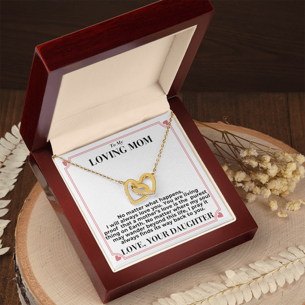 To Mom - No Matter What Happens, - Interlocking Hearts Necklace - From Daughter GiftPalace Store