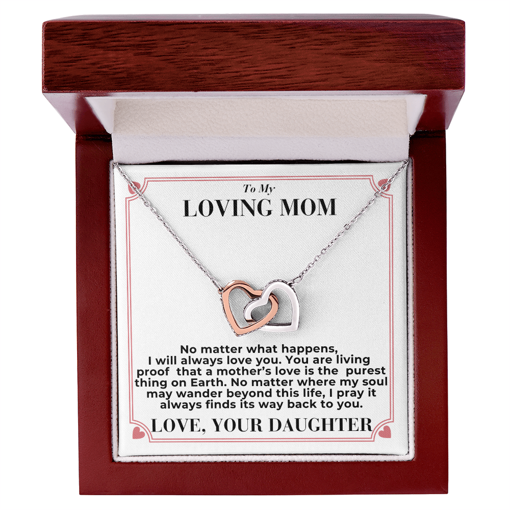 To Mom - No Matter What Happens, - Interlocking Hearts Necklace - From Daughter GiftPalace Store