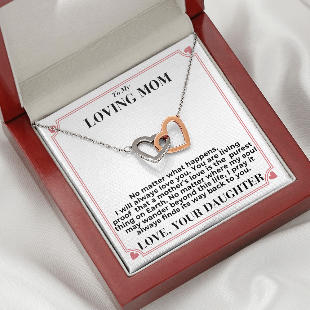 To Mom - No Matter What Happens, - Interlocking Hearts Necklace - From Daughter GiftPalace Store