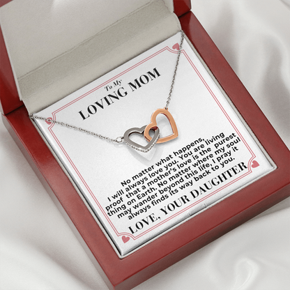 To Mom - No Matter What Happens, - Interlocking Hearts Necklace - From Daughter GiftPalace Store