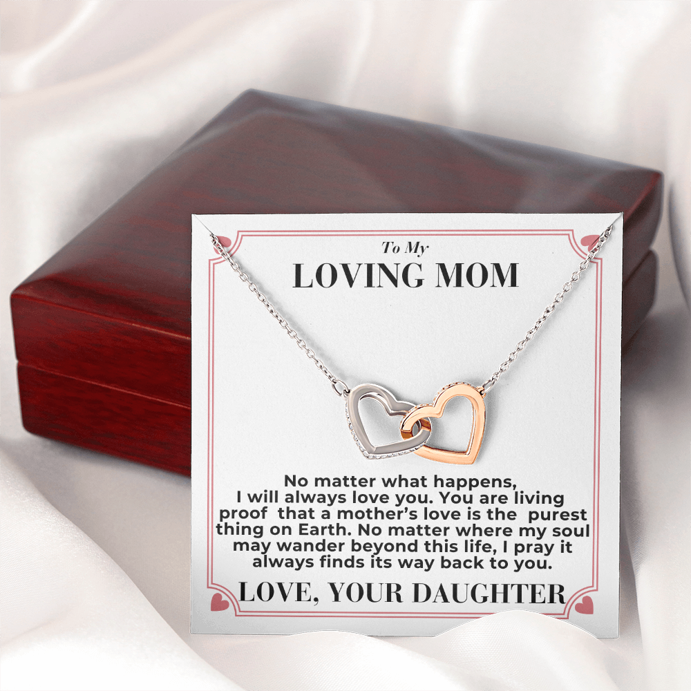 To Mom - No Matter What Happens, - Interlocking Hearts Necklace - From Daughter GiftPalace Store