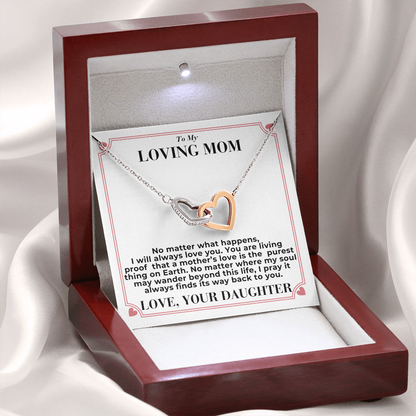 To Mom - No Matter What Happens, - Interlocking Hearts Necklace - From Daughter GiftPalace Store
