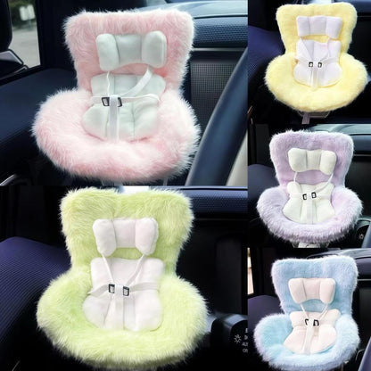 Labubu Car Seat for Dolls with Soft Furry Cushion, Air Vent Clip and Desktop Stand, Cute and Functional Car Ornament for Labubu Fans and Doll Collectors