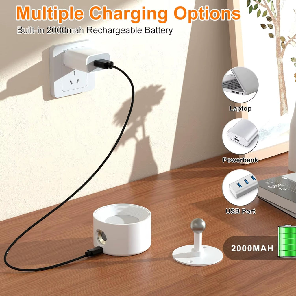 LED Wall Light Indoor Pack of 2, Wall Lamp Wall Lights 2000Mah Battery, 4 Brightness Levels,, Bedside Lamp