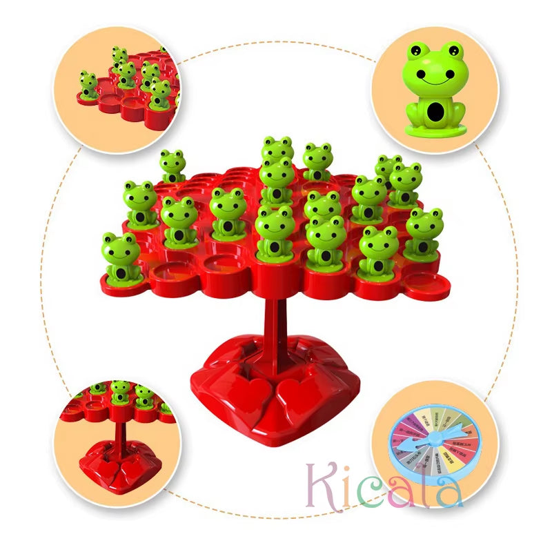 Montessori Math Toy Balancing Board Puzzle for Kids Frog Balance Tree Educational Parent-Child Interaction Tabletop Game Toys