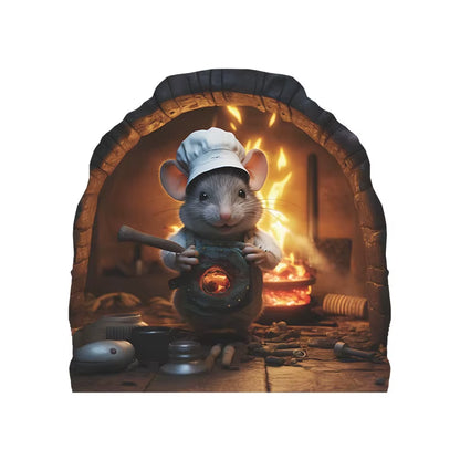 Cartoon Cute Little Mouse Hole Wall Stickers Kids Room Decoration PVC DIY Bedroom Mural Mous Reading Cooking Home Decor Declas