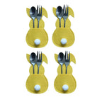 4Pcs Easter Rabbit Knife and Fork Bag with Tail Rabbit Cutlery Holder Bag Happy Easter Day Party Supplies 2023 Cutlery Cover